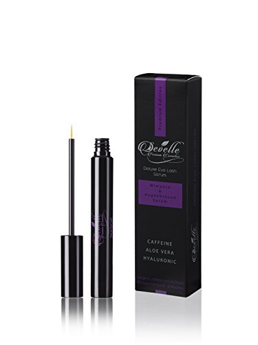 Wimpernserum & Augenbrauenserum 4 ml. mit Koffein • Aloe Vera • Hyaluron | Ohne Prostaglandine | Wimpern Booster | Wachstum und Volumen | Deluxe Eyelash Wimpernwachstumsserun von Develle Premium Cosmetics | Lange Wimpern mit dem Wimpern Booster - 2