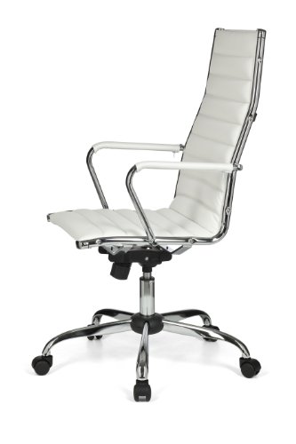 AMSTYLE Bürostuhl GENF 1 Bezug Kunstleder Weiß Design Schreibtischstuhl XXL 110kg Chefsessel höhenverstellbar Drehstuhl ergonomisch mit Armlehnen Rücken-Lehne Wippfunktion verstellbar Schalensitz hoch - 