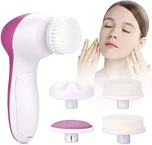 AMVENTURE 5 in 1 Face Facial Massage Machine Care & Cleansing Cleanser, massager machine for face, Facial Machine, facial massager (Multi Color)