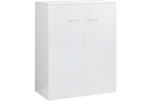 vidaXL Sideboard, Kommode mit viel Stauraum, Schrank mit 2 Türen, Mehrzweckschrank Anrichte für Wohnzimmer, Modern, Hochglanz-Weiß 60x30x75cm Holzwerkstoff