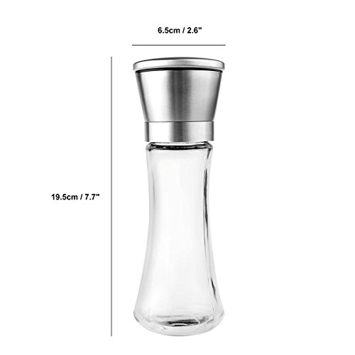 Pfeffermühle Edelstahl Salz Pfeffermühle 2 200 ml verstellbares Mahlwerk Keramik Rotor bleifrei Glas - 9
