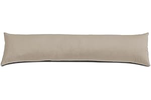 UK Care Direct Velvet Draught Excluder 85 X 20 cm (34” X 8”) Hollowfibre Filled Door& Window Bottom Seal Dust Stopper- Perfect for Retaining Heat; Beige
