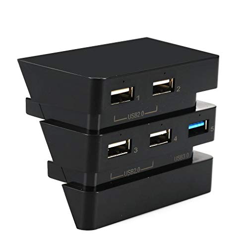 Preisvergleich Produktbild Luckiests 5-Port-USB-Hochgeschwindigkeits-Erwei... Hub-Controller-Ladegerät Adapter kompatibel für Playstation 4 PS4 Pro