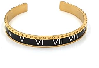 Chronometer Roman Numerals Black and Silver Gold bangle bracelet