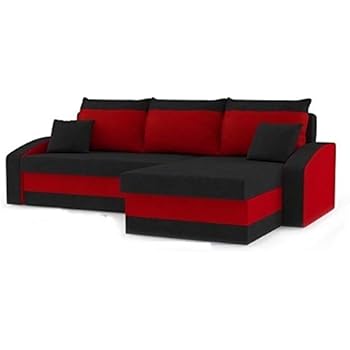 Romano Furniture Corner Sofa Bed Hewlet Black Red Black Red