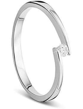 Orovi Ring für Damen Verlobungsring Gold Solitärring Diamantring 9 Karat (375) Brillanten 0.05crt Weißgold Ring...