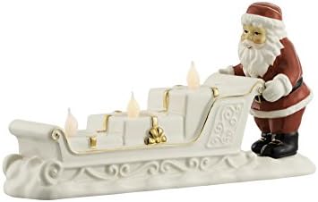 Belleek Living Santa Sleigh Ornament, Stone, Gold/White/Red, 27 x 8 x 15 cm