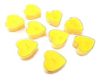 Urvi Creations 24 Pcs Yellow Heart Shape Flavored Aroma Fragrance,Scented Wax Tealight Candles for Diwali Decoration Items and Christmas Festivals Candle