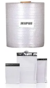 Sellplus Combo of AIR Bubble WRAP Packing ROLL & 8x10 Plain Courier Bags Pack of 100 (1 Meter by 50 Meter)
