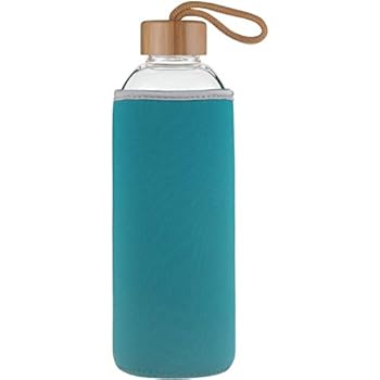 Ferexer 1.5 Liter Sport Borosilikat Trinkflasche Glas Wasserflasche mit