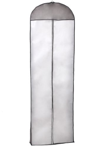 Atmungsaktiver Kleidersack Schutzhülle für Brautkleider / Abendkleider / Anzüge / Mäntel – ca. 180 cm – Reissverschluss – Weiß mit Schwarzer Rahme – Schwarz, KXB105 black - 7