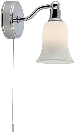 LED Chrome Bathroom Switched Wall Light with Glass Shade