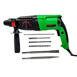 Aegon Ahd263 800W 26mm Heavy Duty Variable Speed Reversible Rotary Hammer Drill with 5 Bits & Case For Hammering, Drilling & Chiseling on Wood, Metal, Concrete (900Rpm, 4000/min Impact Rate, Green)