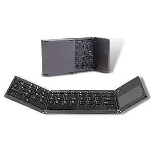 Openup Portable Wireless Bluetooth Folding Keyboard, Ultra Slim Pocket Size,Rechargeable, Bluetooth Wireless, for iOS, Android and Windows Tabs, Smartphones, Black with User Manual & USB Cable For Charging