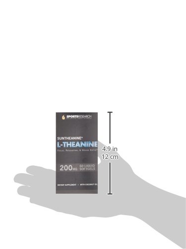 Sports Research Suntheanine® L-Theanine 200Mg (Double-Strength) In Cold-Pressed Organic Coconut Oil; - 60 Liquid Softgel