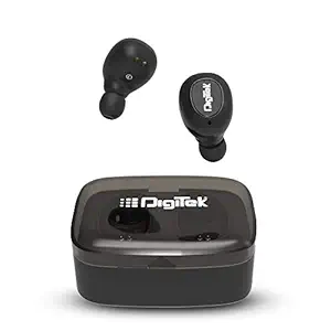 DIGITEK AIRTUNE In-Ear True Wireless Earbuds (TWS) | With Premium Deep Bass | Bluetooth 5.0 | Upto 10 Hours Playtime & 200 Hours Standby Time | In-Built Mic | IPX7 Waterproof | And LED Indicators (Black) (DTWS-004)