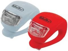 Powerful Super-bright, water-resistant LED Clip-On Lights. Flexible silicone band for attaching to bikes, bags, helmets etc. Includes free Batteries. 2-Pack