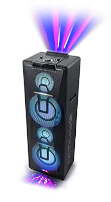 Muse Enceinte de fête, Bluetooth, avec batterie, lecteur CD et effets lumineux (USB, AUX), noir 1000 Watt