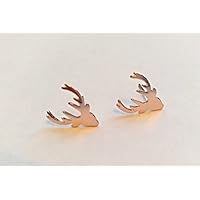 Selia Origami Hirsch Ohrring Bambi Ohrstecker Geweih Statement rosegold Winter Modeschmuck Schmuck, minimalistisch, geschenk