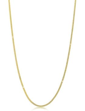 Orvoi Damen Panzerkette Halskette 14 Karat (585) GelbGold Panzer flach Goldkette 0,8 mm breit 45cm lange