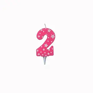 PEPUP Star Birthday Number Candle 2 (Pink) for Kids 2nd Celebration Party Cake Decoration