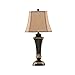 Produktbild Tony's home- Tischlampe - elegant dekorativen Harz-Basis mit neutralen Tuch Schatten Schreibtischlampe im Schlafzimmer Classic Black Brown- E27 Schreibtischlampe