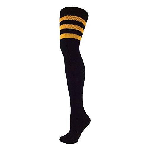 Ajs retro Muslo Calcetines de alta Tube - Black w/Oro