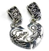 Heart Mother & Daughter Combination 2 Piece Charm Bead (Bead Fits Pandora, Chamilia,Troll & Biagi standard size bracelet) Beads are seperate supplied in a organza pouch