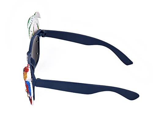 DSstyles 2 Stück Hawaiianische Tropische Neuheit Sonnenbrille Flamingo Papagei Baum Party Brille für Verrücktes Kleid - 4