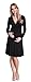 Happy Mama. Women's Maternity Jersey Empire Dress Long Sleeves Baby Shower. 890p (Black, 14)