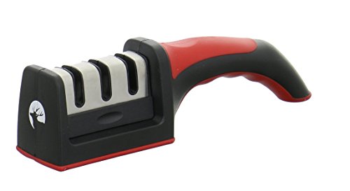 Premium Messerschärfer von frimi | Messerschleifer Wetzstahl Knife Sharpener Schärfgerät Schleifgerät Klingenschärfer Messer und Scherenschleifer | Messerpflege – 3 Stufen Messerschärfer manuell - 3