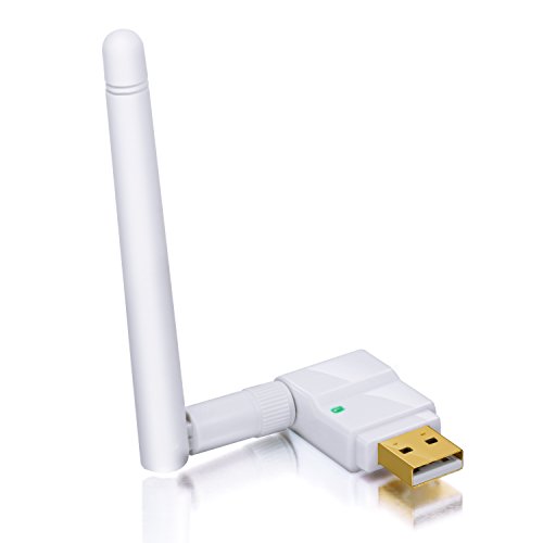 CSL - 300 Mbit/s USB Adaptador WLAN con entrada de antena y antena extra&iacute;ble | Wireless LAN | Adaptador USB 2.0 de red | Mini Dongle 802.11n/b/g | Conector SMA 150 54 | Habilitado para Windows 10 | De muy largo alcance | blanc