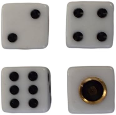 Dice Style Alloy Car Wheel Tire Tyre Valve Dust Caps Covers Tire Set of 4 (White)