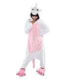 LATH.PIN Jumpsuit Tier Karton Fasching Halloween Kostüm Sleepsuit Cosplay Fleece-Overall Pyjama Schlafanzug Tierkostüme, Einhorn (Pink), S