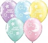 Baby Shower Moon & Stars Pearl Pastel Assorted Qualatex Latex 11" Balloons x 5