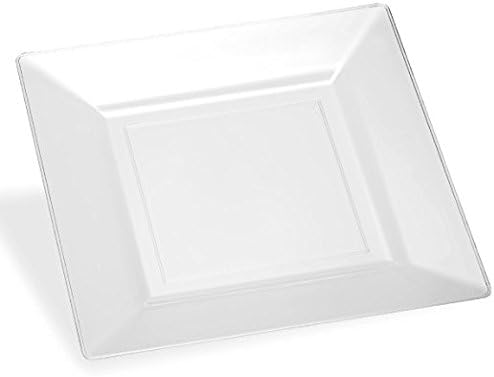 10 Disposable Heavy Duty Square Plastic Plates (Clear, Dinner Plates (11"-27cm))