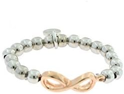 Ring bead-blasted spring with infinity central gold plated pink
