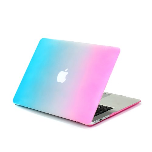 i-Buy Matte Gummierte Harte Schutzhülle Hülle für Apple Macbook Air 13.3 Zoll + Schutzfolie + Silikon Tastaturschutz + Anti-Staub-Stecker – Regenbogen - 4