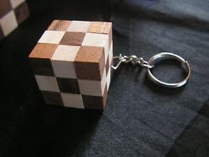 Snake Cube Puzzle Game on Keychain Wood Brain Teaser Puzzle Key ring UK SELLER