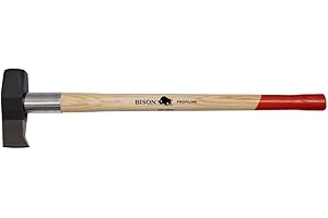 Bison Profiline Spalthammer 3000g I Spaltaxt für Holz mit verchromter Stielschutzhülse & geschmiedetem Axtkopf I 3-fach Sicherheitsverkeilung & Bruchstabiler Hickory-Stiel 850 mm
