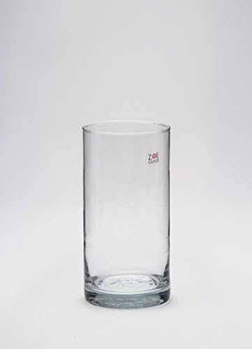 Maison Zoe Mouth-blown and handmade Cylinder glass vase set of 2- Ø10cm - 20cm height - flower vase - deco & wedding