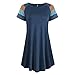 Produktbild YEZIJIANG Damen T Shirt Kleid Rundhals Farbblock Kurzarm Oberteile Bluse Hemd Lose Lässig Stretch Sommer Tunika Top Sommerkleid MiniKleid