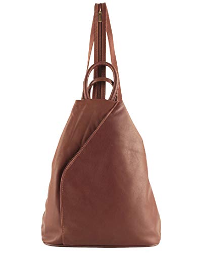 histoireDaccessoires - Mochila de Cuero de Mujer - SA135928RV-Ycare - Habano, TU