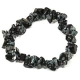 CrystalAge Snowflake Obsidian Gemstone Chip Bracelet