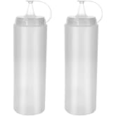 Sos Şişesi Sosluk Ket&ccedil;ap Mayonez Sızdırmaz Yağlık Sirkelik İnce U&ccedil;lu Plastik Şişe BPA FREE (Şeffaf, 700 ml)(2)