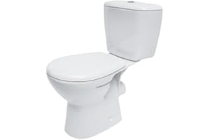 VBChome Stand- WC Toilette Keramik Komplett Set mit Spülkasten WC- Sitz aus Duroplast für waagerechten Abgang Wasseranschluss