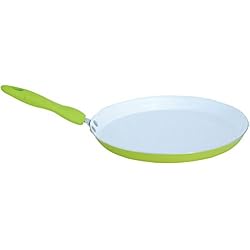 MSV 110401 Poêle à Crêpes pour Tous Feux Aluminium/Céramique/Silicone Vert 48 x 28 x 8 cm Diamètre 28 cm
