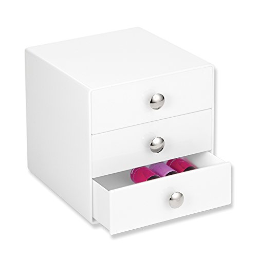 InterDesign Drawers Schubladenbox | Schminkbox mit 3 Schubladen zum Sortieren von Make-Up, Schmuck etc. | Schubladen Organizer für Büro- und Bastelbedarf | Kunststoff weiß - 4