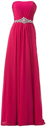 WAWALI Formal Long Prom Dresses Evening Party Gowns Crystal 14 Hot Pink