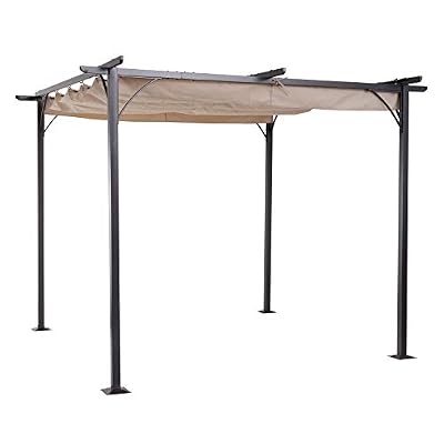 Outsunny Pergola Aluminium 3L x 3l x 2,30H m pergola rétractable Structure alu + Toile Polyester Haute densité 180 g/m² Incluse Beige